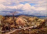 John Linnell Canvas Paintings - An Autumn Afternoon With Shepherd And Flock